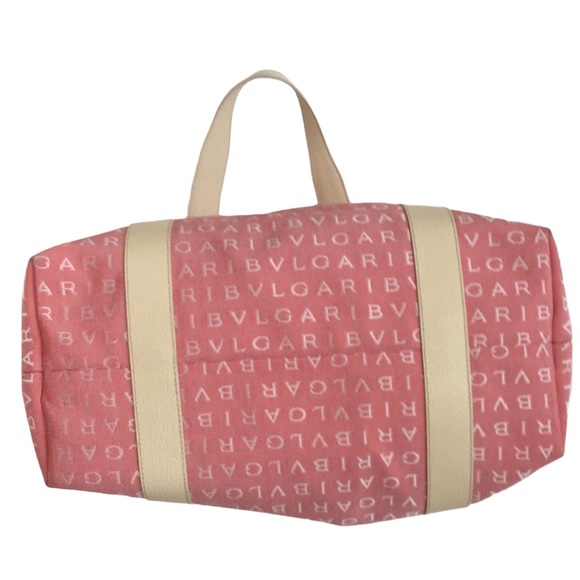 BVLGARI MAEREA Pink/Coral Leather Trim Satchel - Picture 8 of 15